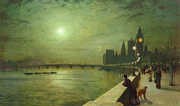 Descripción: Reflections on the Thames, Westminster - Grimshaw, John Atkinson.jpg